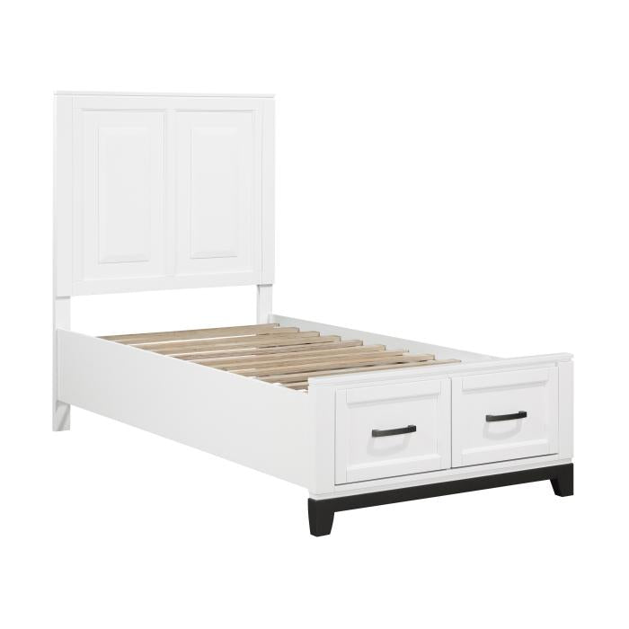 1450WHT-1-Youth (3) Twin Platform Bed with Footboard Storage - Furniture 4 Less Outlet (Salinas,CA)