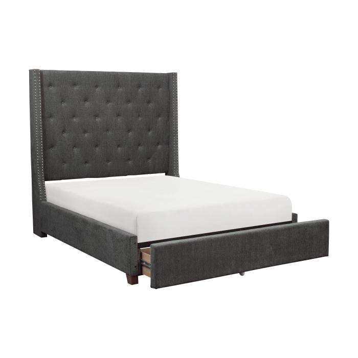 5877GY-1DW - (3)Queen Platform Bed with Storage Footboard - Furniture 4 Less Outlet (Salinas,CA)