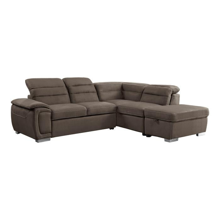 8277CH - (3)3-Piece Sectional with Adjustable Headrests, Pull-out Bed and Right Chaise with Storage Ottoman - Furniture 4 Less Outlet (Salinas,CA)