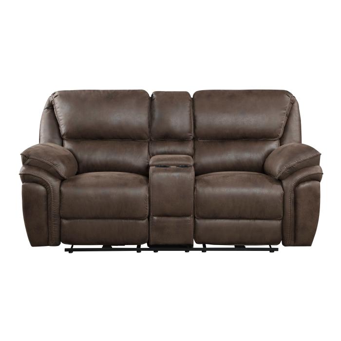 8517BRW-2PW - Power Double Reclining Love Seat with Center Console - Furniture 4 Less Outlet (Salinas,CA)