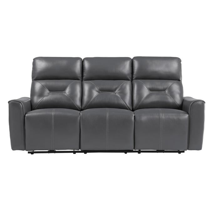 9446GY-3PW - Power Double Reclining Sofa with USB Ports - Furniture 4 Less Outlet (Salinas,CA)