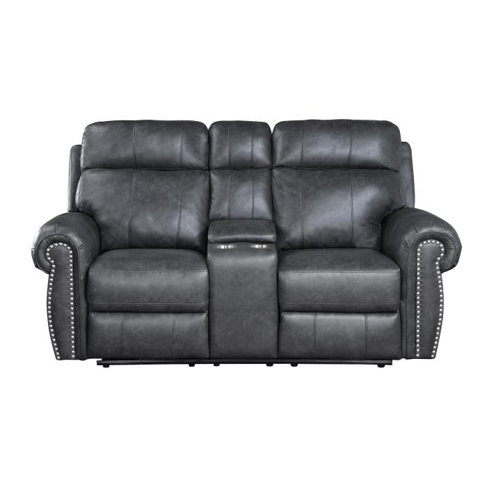 9488GY-2PW - Power Double Reclining Love Seat with Center Console - Furniture 4 Less Outlet (Salinas,CA)