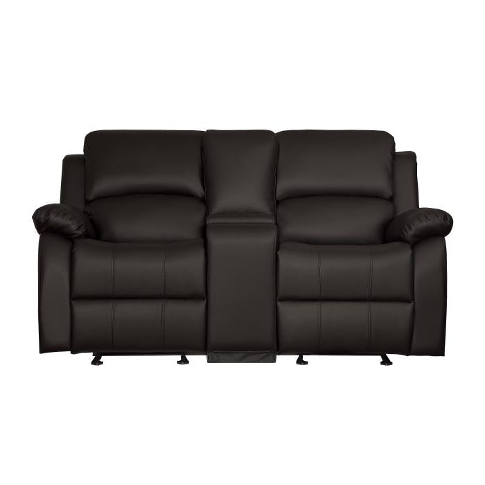 9928DBR-2 - Double Glider Reclining Love Seat with Center Console - Furniture 4 Less Outlet (Salinas,CA)