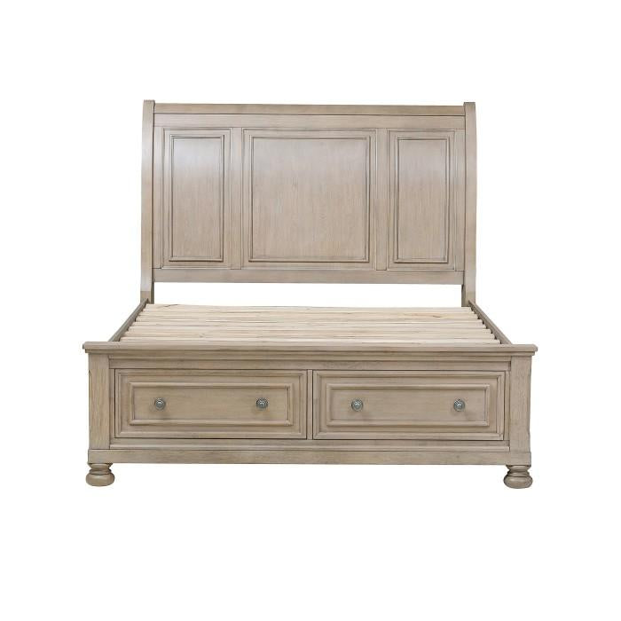Bethel Queen Sleigh Platform Bed with Footboard Storage in Gray 2259GY-1 - Furniture 4 Less Outlet (Salinas,CA)