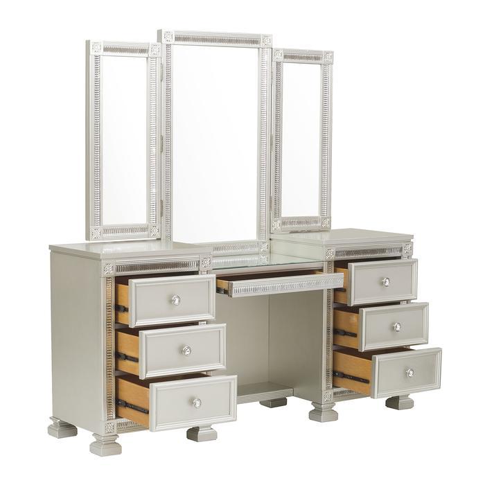 Bevelle (4)Vanity Dresser with Mirror - Furniture 4 Less Outlet (Salinas,CA)