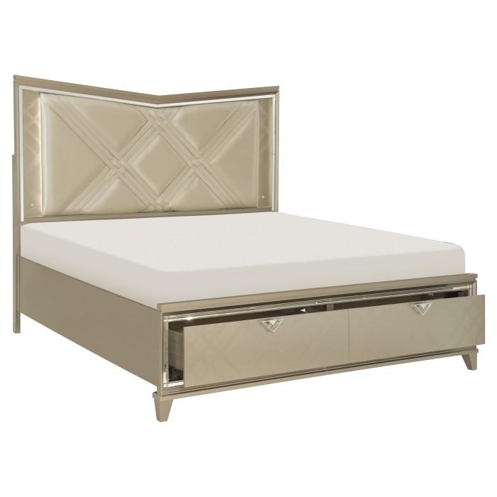 Bijou (3) Eastern King Platform Bed with LED Lighting and Footboard Storage - Furniture 4 Less Outlet (Salinas,CA)