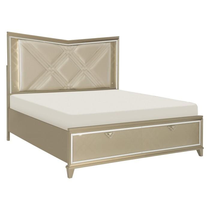 Bijou (3) Eastern King Platform Bed with LED Lighting and Footboard Storage - Furniture 4 Less Outlet (Salinas,CA)
