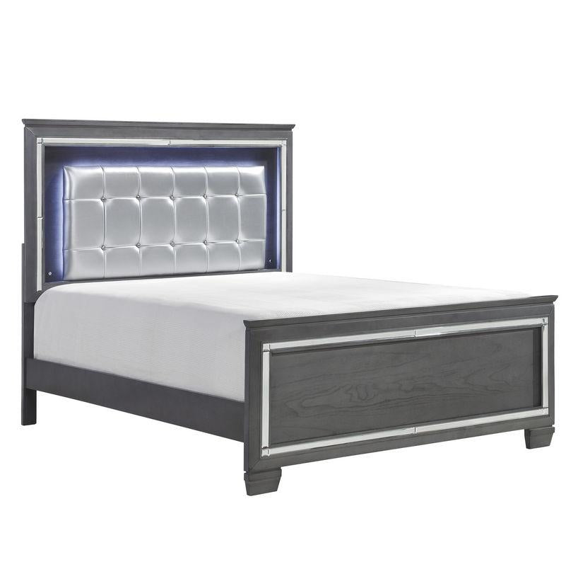 Allura Queen Panel Bed in Gray 1916GY-1 - Furniture 4 Less Outlet (Salinas,CA)