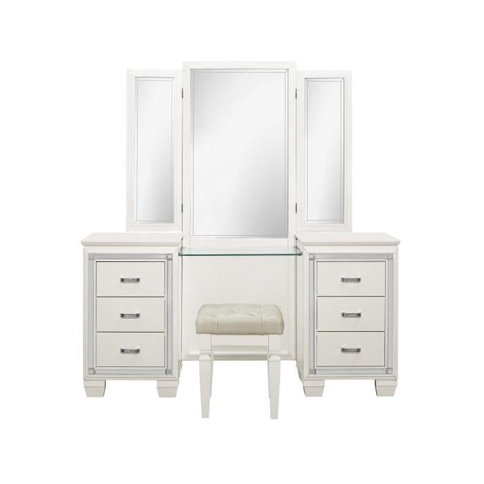 Allura Vanity Dresser with Mirror in White 1916W-15 - Furniture 4 Less Outlet (Salinas,CA)