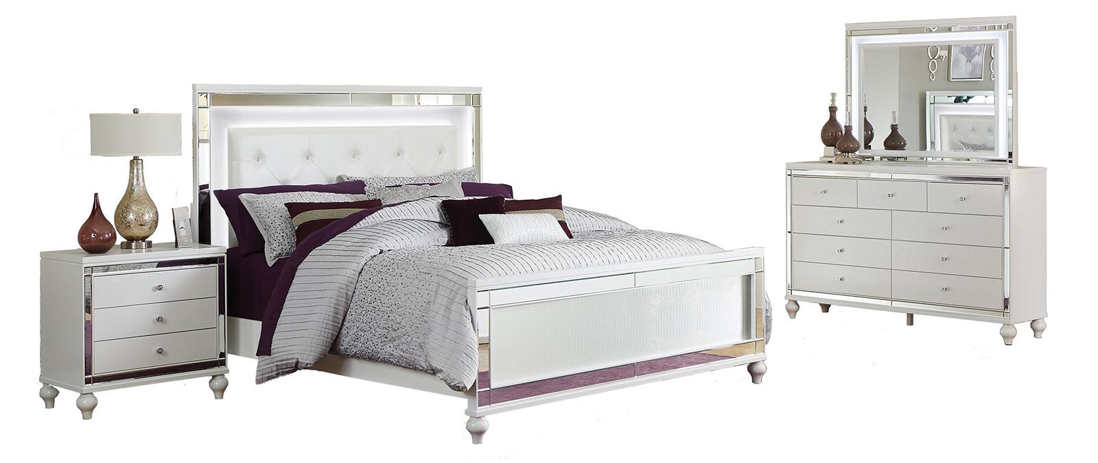 Alonza Queen LED Panel Bed 1845LED-1 - Furniture 4 Less Outlet (Salinas,CA)