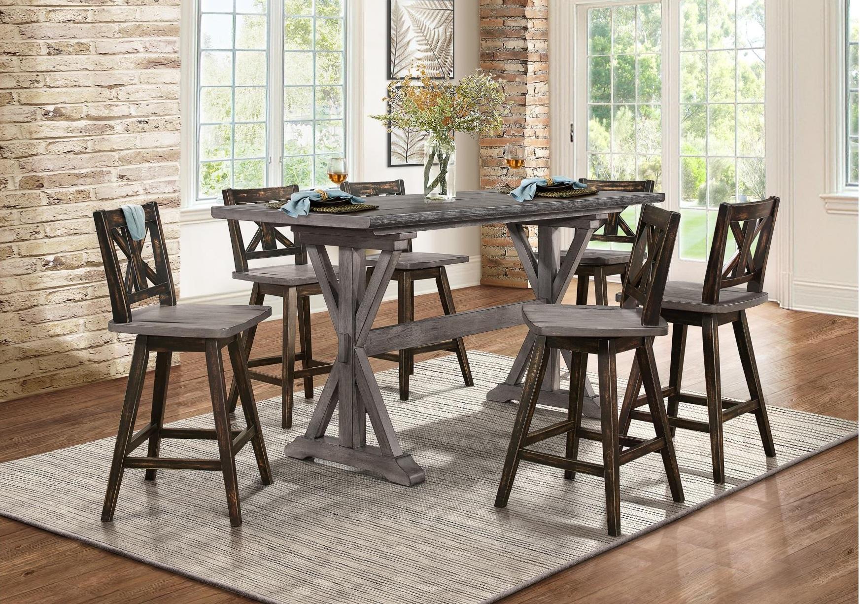 Amsonia Swivel Counter Height Chair in Gray and Black (Set of 2) - Furniture 4 Less Outlet (Salinas,CA)