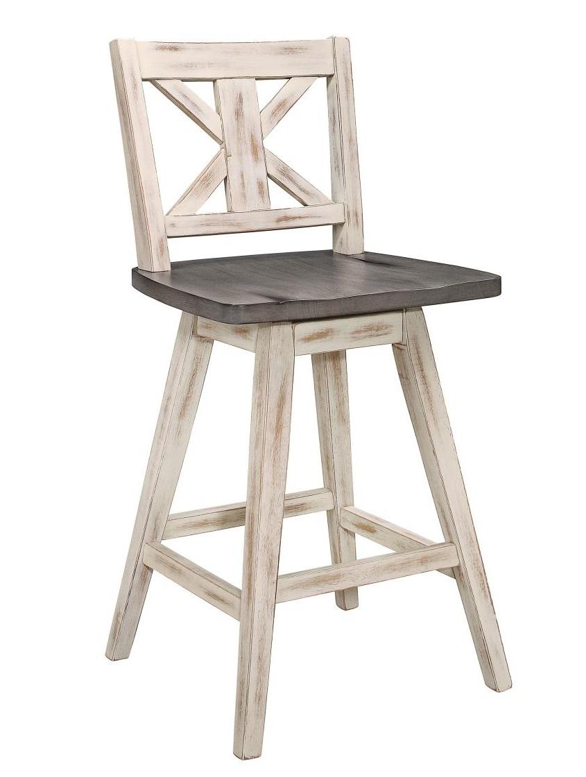 Amsonia Swivel Counter Height Chair in Gray and White (Set of 2) - Furniture 4 Less Outlet (Salinas,CA)