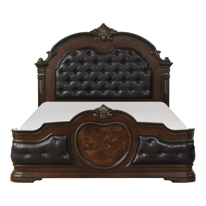 Antoinetta Queen Panel Bed in Warm Cherry 1919-1 - Furniture 4 Less Outlet (Salinas,CA)
