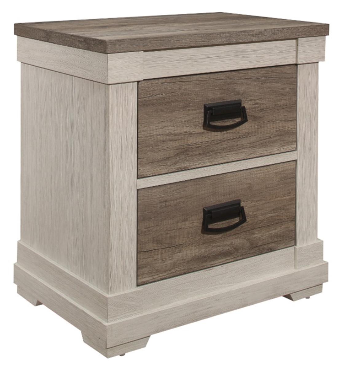 Arcadia Nightstand in White & Weathered Gray 1677-4 - Furniture 4 Less Outlet (Salinas,CA)