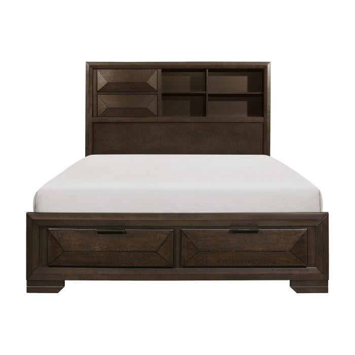 Chesky King Bookcase Bed with Footboard Storage in Warm Espresso 1753K-1EK - Furniture 4 Less Outlet (Salinas,CA)