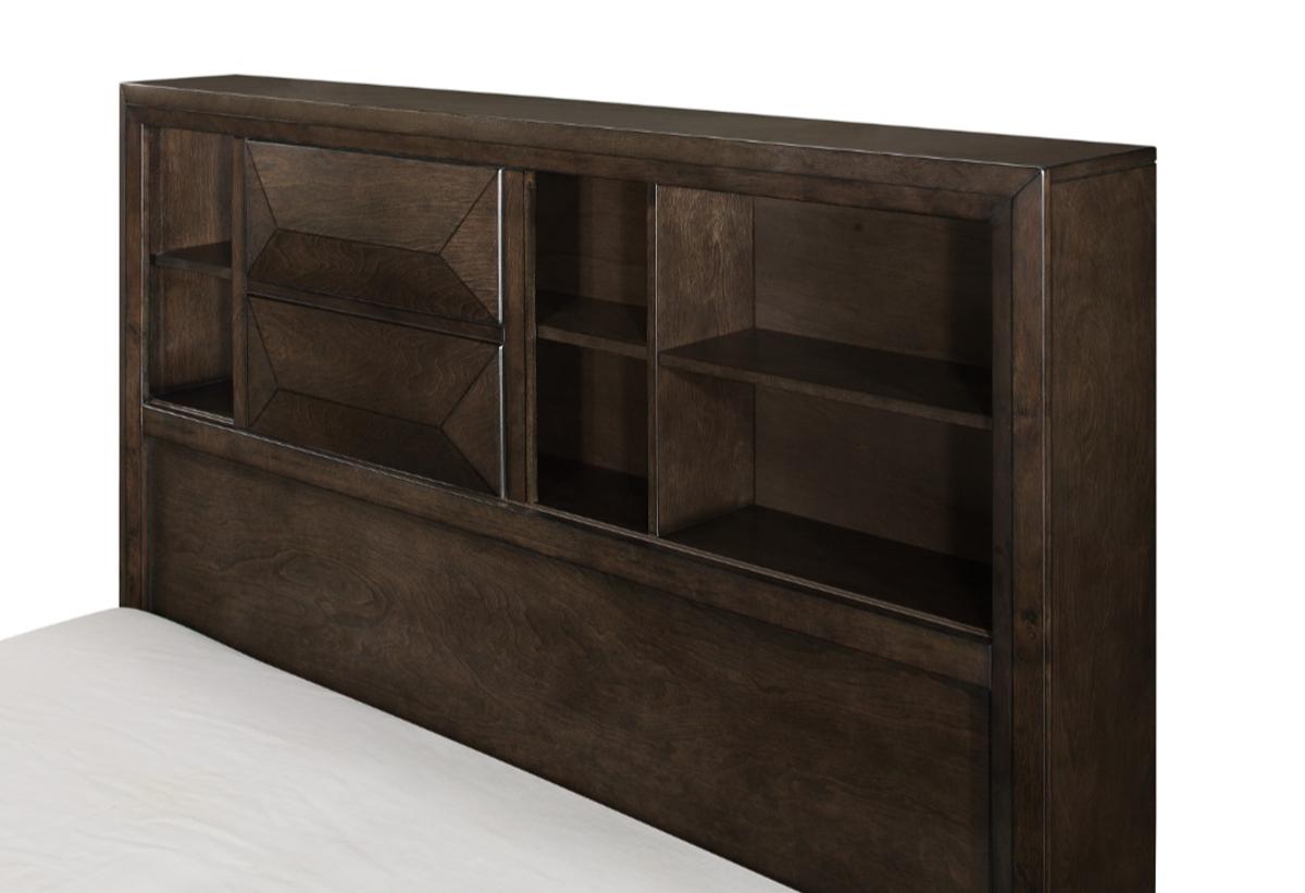 Chesky King Bookcase Bed with Footboard Storage in Warm Espresso 1753K-1EK - Furniture 4 Less Outlet (Salinas,CA)
