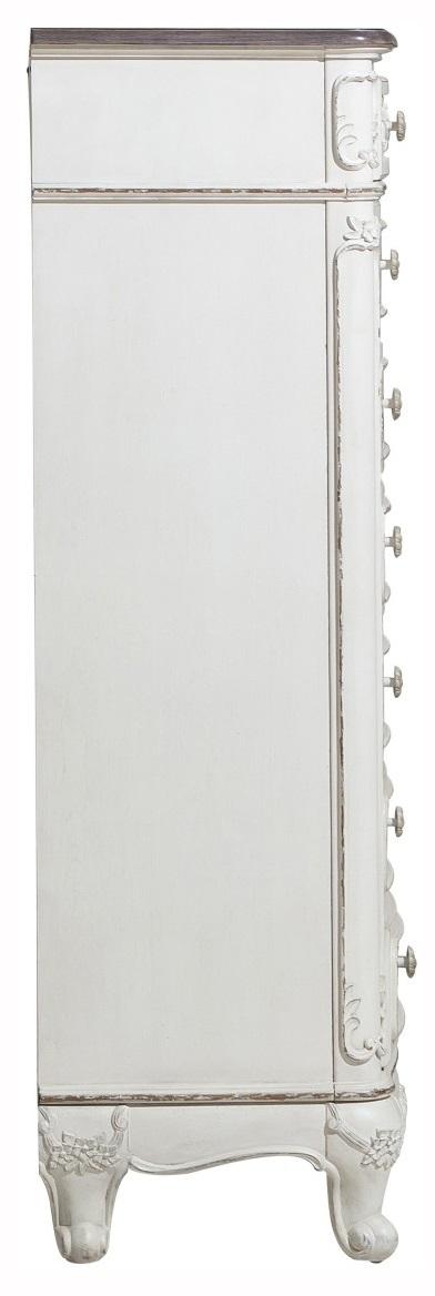 Cinderella 7 Drawer Tall Chest Antique White with Grey Rub-Through 1386NW-12 - Furniture 4 Less Outlet (Salinas,CA)