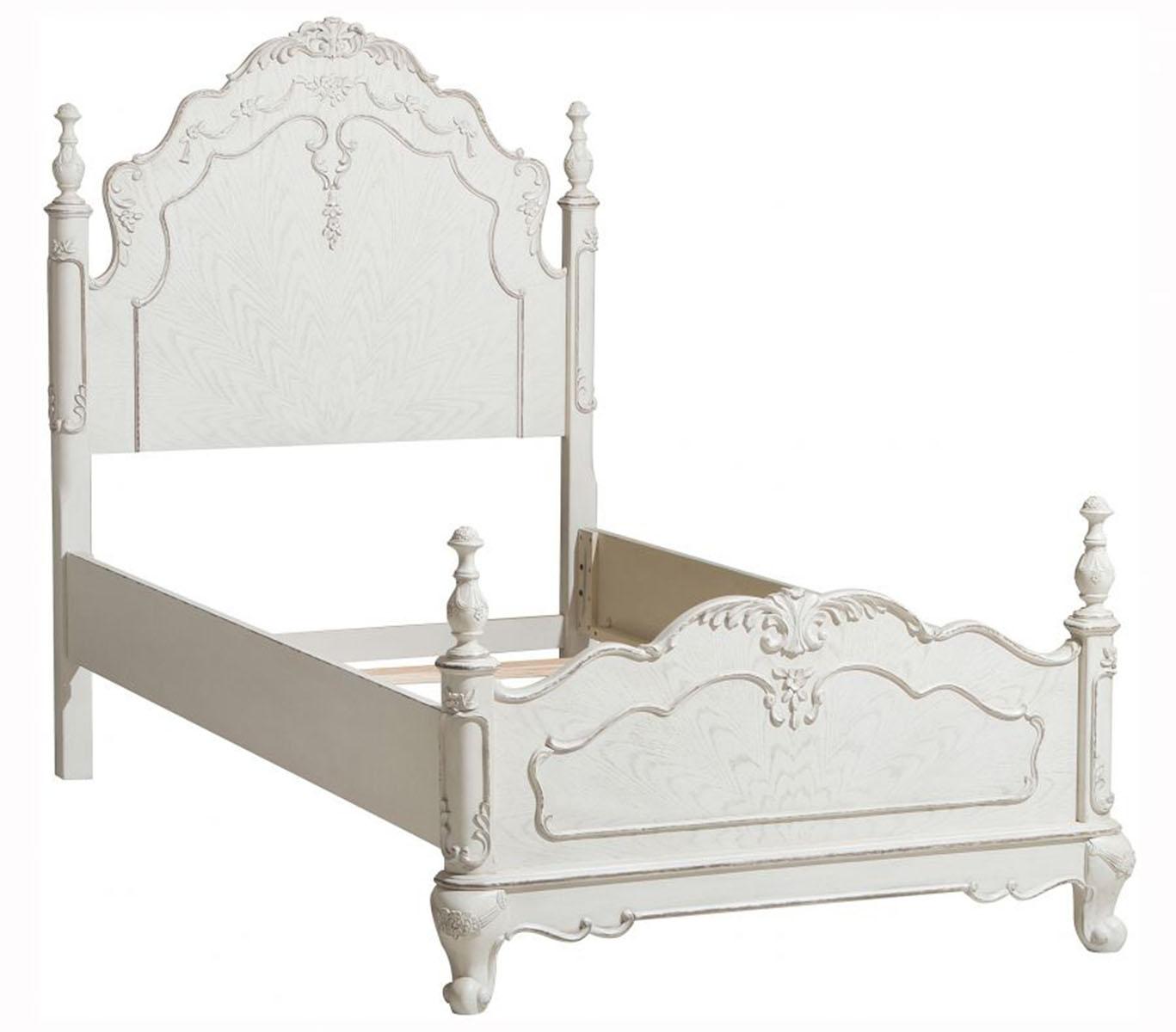 Cinderella Twin Poster Bed in Antique White 1386TNW-1 - Furniture 4 Less Outlet (Salinas,CA)