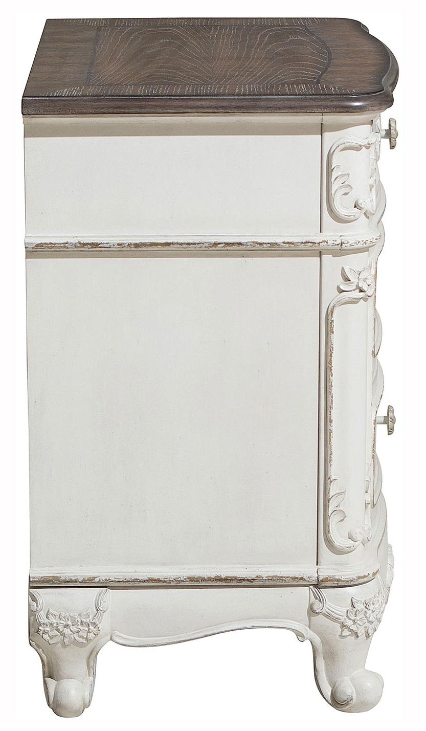 Cinderella Night Stand in Antique White with Grey Rub-Through 1386NW-4 - Furniture 4 Less Outlet (Salinas,CA)