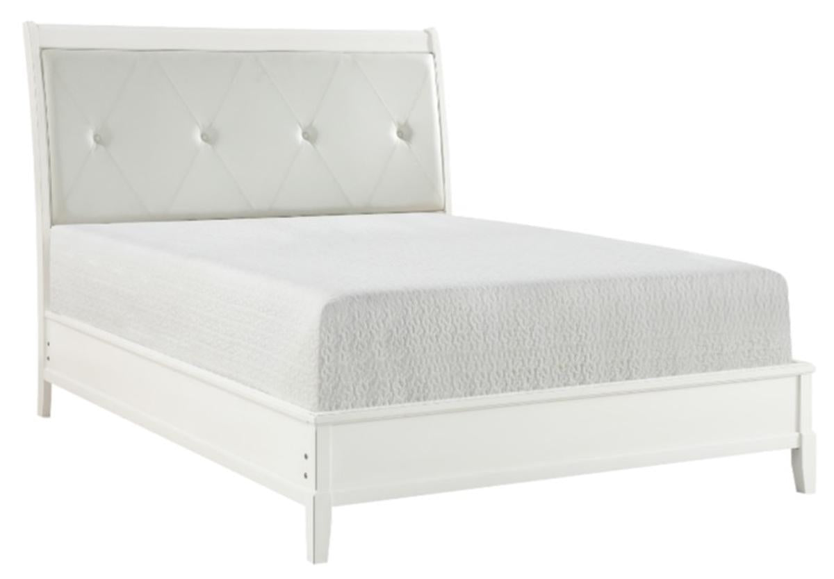 Cotterill Queen Upholstered Sleigh Bed in Antique White 1730WW-1 - Furniture 4 Less Outlet (Salinas,CA)