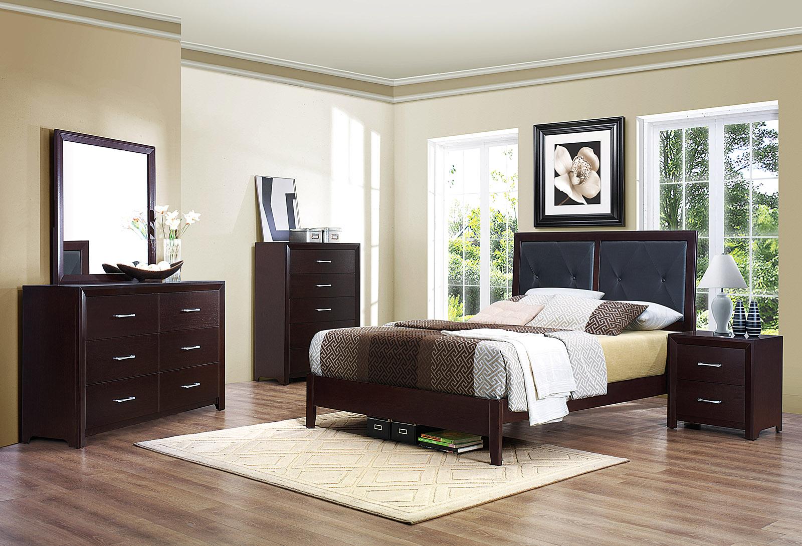 Edina Queen Panel Bed in Espresso-Hinted Cherry 2145-1
