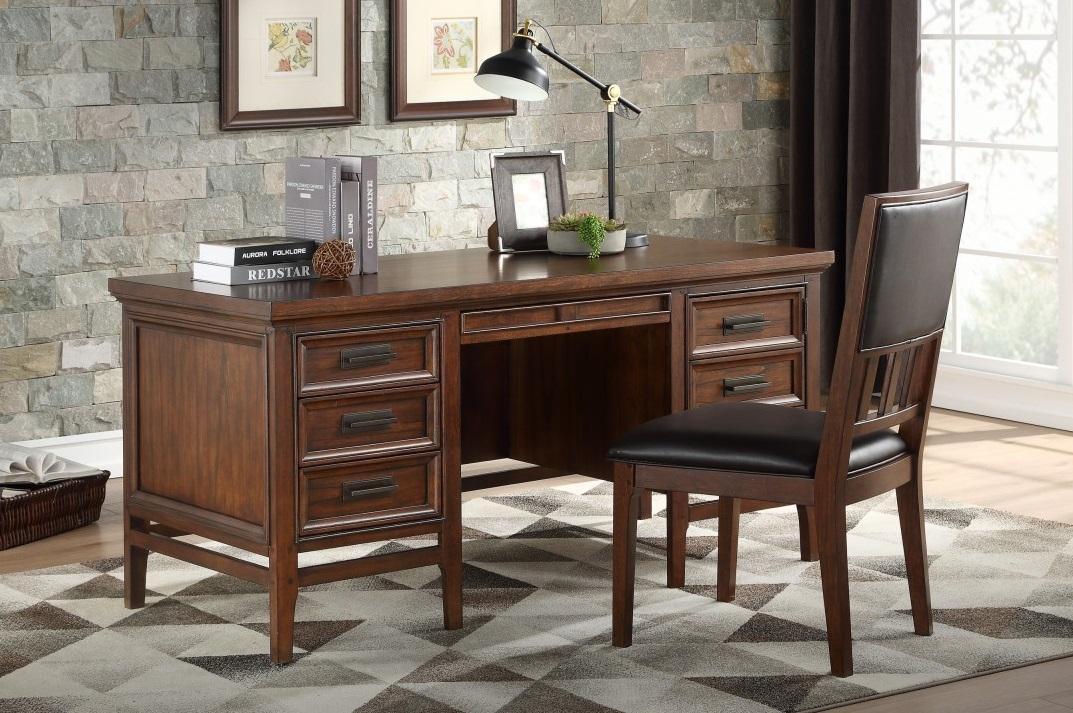 Frazier Executive Desk in Brown Cherry 1649-17 - Furniture 4 Less Outlet (Salinas,CA)