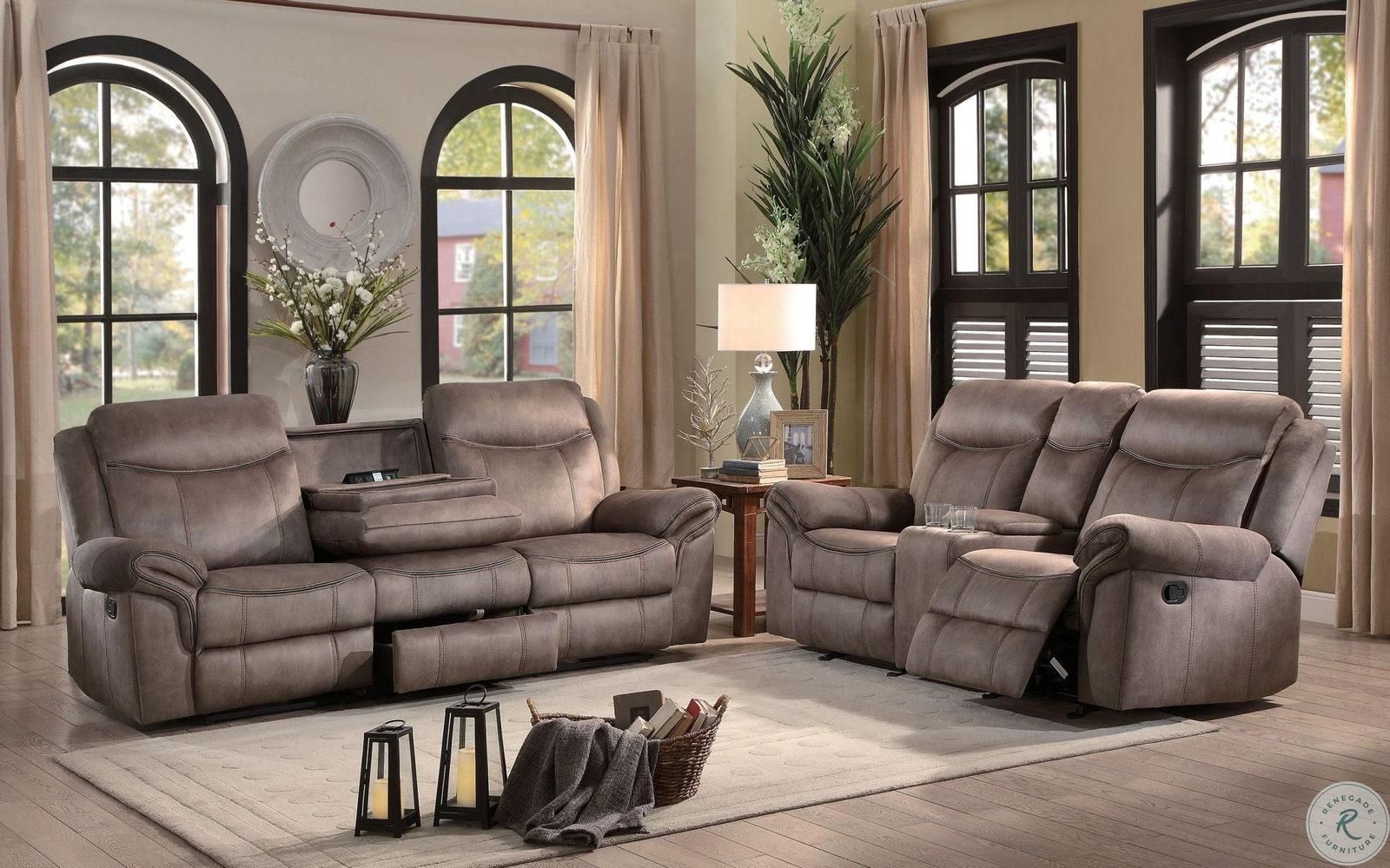 Aram Double Glider Reclining Sofa in Dark Brown 8206NF-3 - Furniture 4 Less Outlet (Salinas,CA)