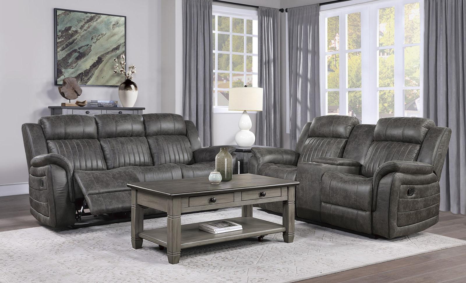 Centeroak Double Reclining Loveseat in Gray 9479BRG-2 - Furniture 4 Less Outlet (Salinas,CA)