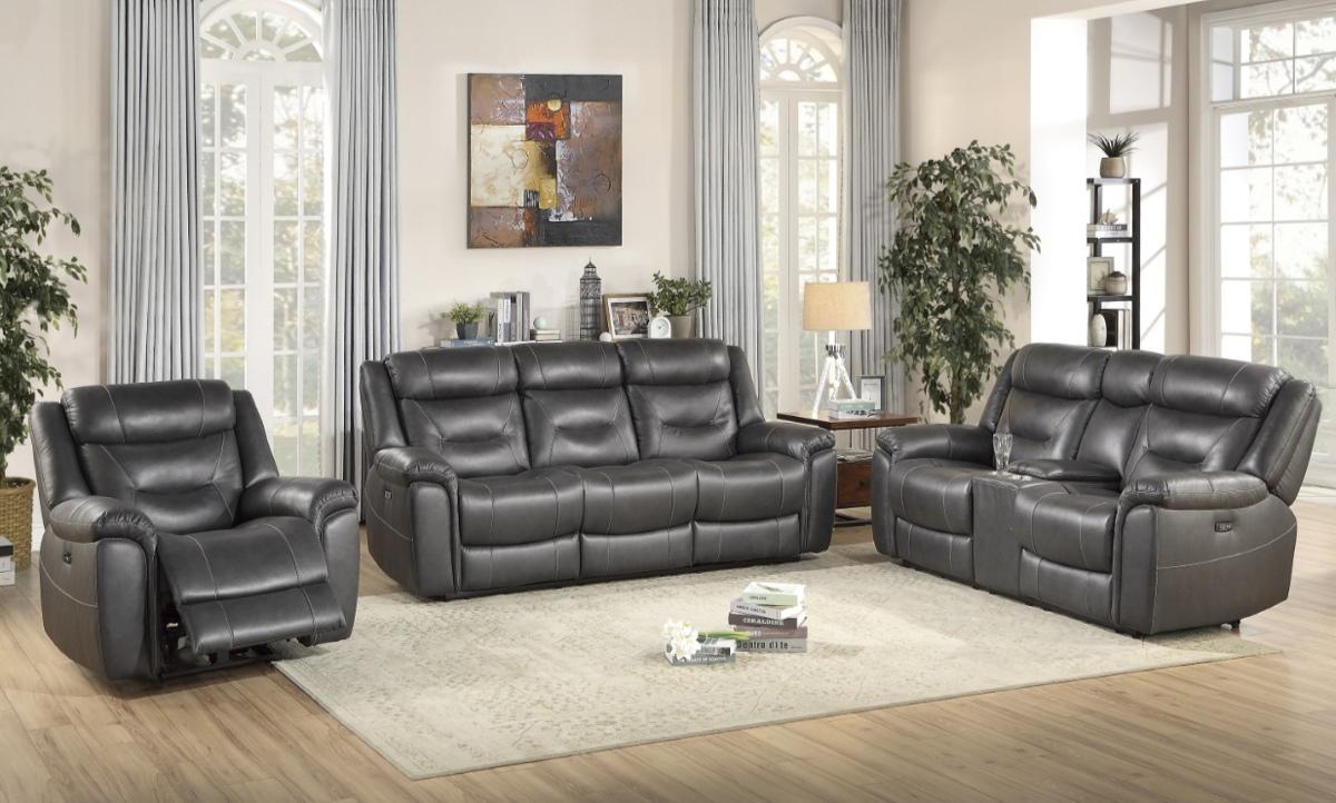 Danio Power Double Reclining Loveseat with Power Headrests in Dark Gray 9528DGY-2PWH - Furniture 4 Less Outlet (Salinas,CA)