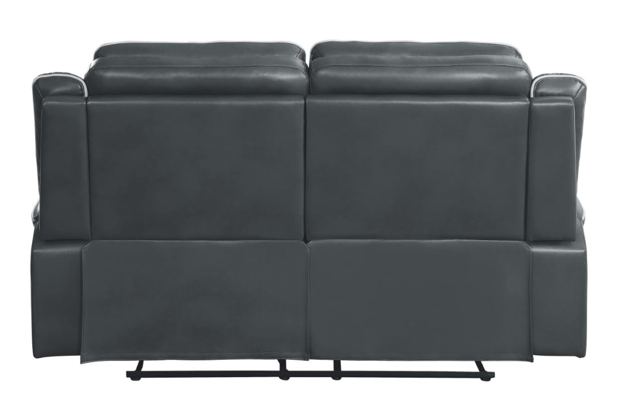 Darwan Double Lay Flat Reclining Loveseat in Dark Gray - Furniture 4 Less Outlet (Salinas,CA)