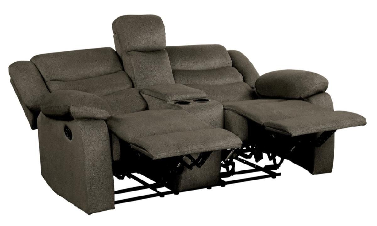 Discus Double Reclining Loveseat in Brown 9526BR-2 - Furniture 4 Less Outlet (Salinas,CA)