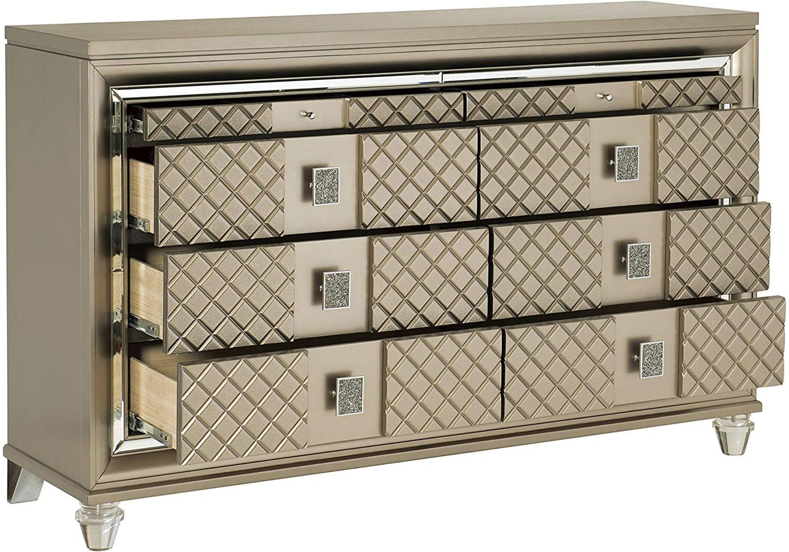 Loudon 8 Drawer Dresser in Champagne Metallic 1515-5 - Furniture 4 Less Outlet (Salinas,CA)
