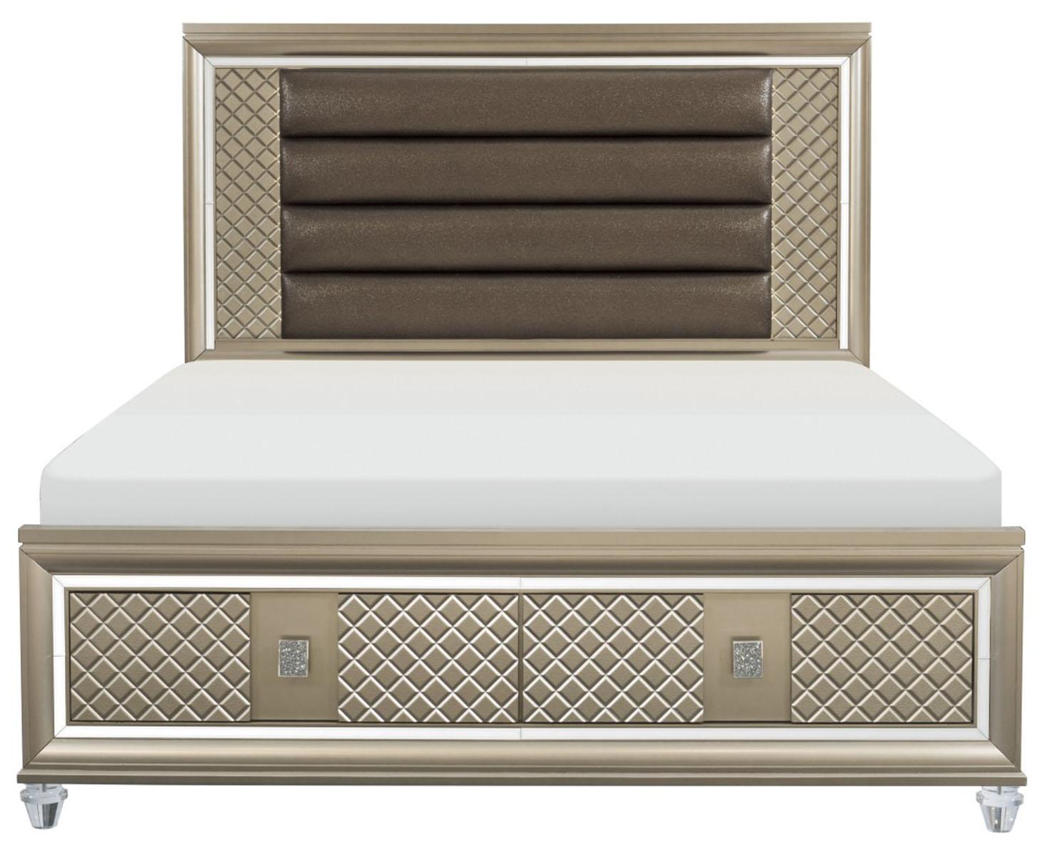 Loudon Queen Platform with Storage Bed in Champagne Metallic 1515-1 - Furniture 4 Less Outlet (Salinas,CA)