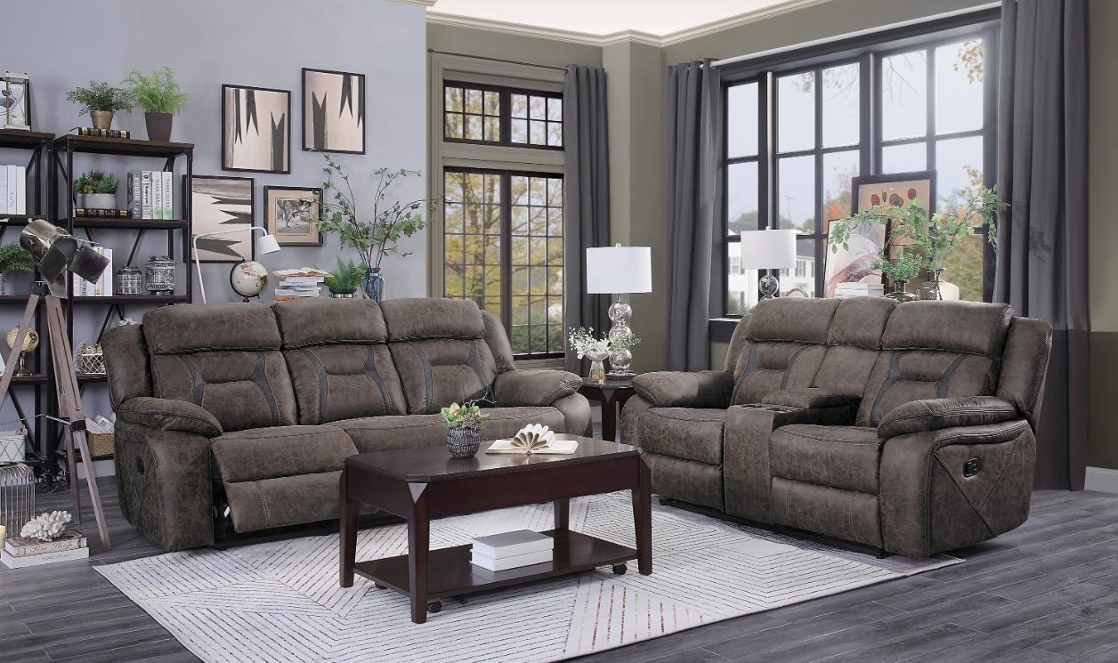 Madrona Double Reclining Loveseat in Dark Brown 9989DB-2 - Furniture 4 Less Outlet (Salinas,CA)