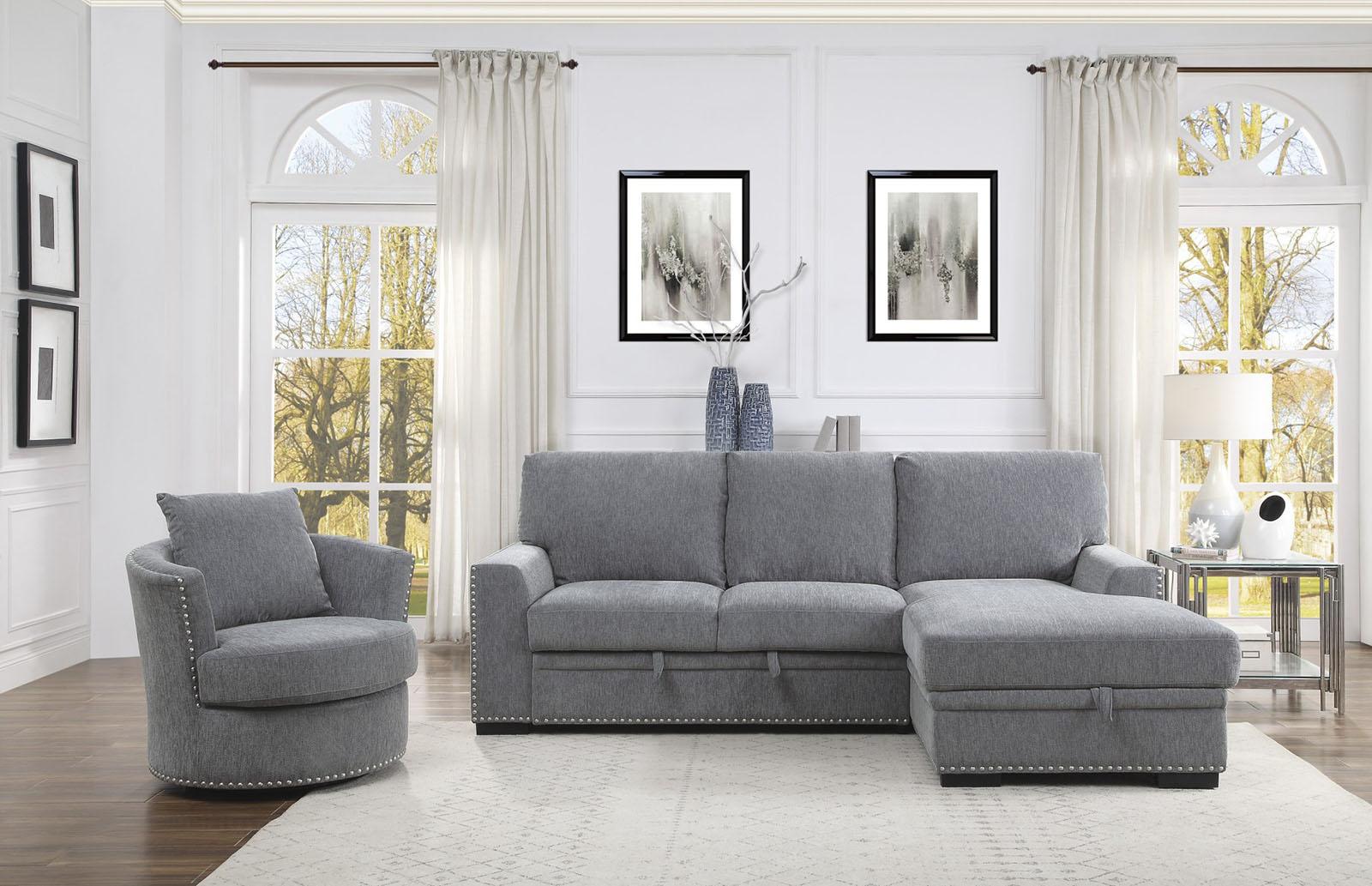 Morelia Swivel Chair in Dark Gray 9468DG-1 - Furniture 4 Less Outlet (Salinas,CA)