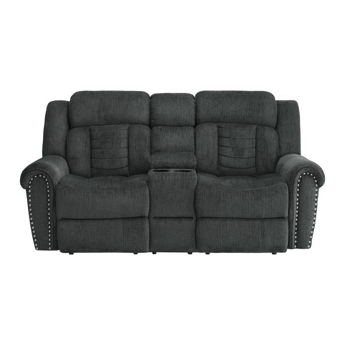 Nutmeg Double Reclining Loveseat in Charcoal Gray 9901CC-2 - Furniture 4 Less Outlet (Salinas,CA)