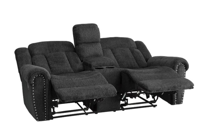 Nutmeg Double Reclining Loveseat in Charcoal Gray 9901CC-2 - Furniture 4 Less Outlet (Salinas,CA)