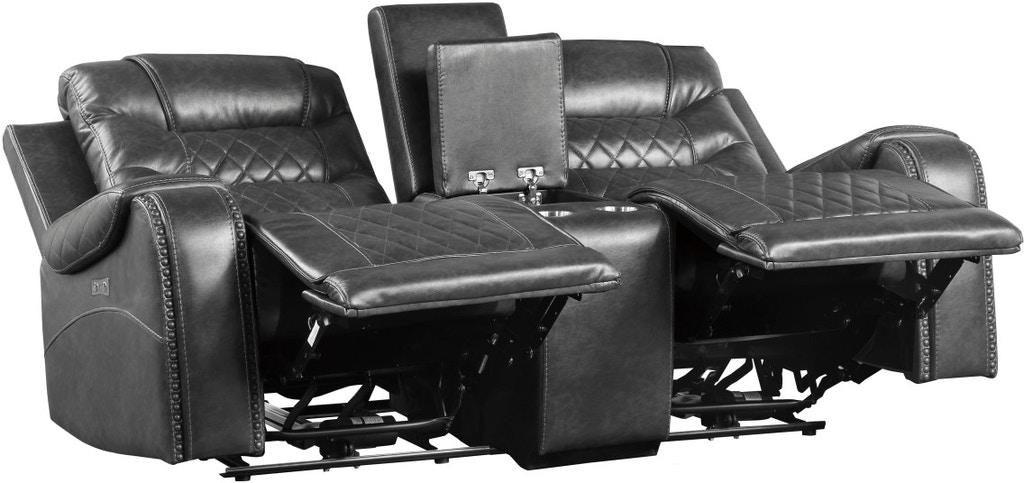 Putnam Power Double Reclining Loveseat in Gray 9405GY-2PW - Furniture 4 Less Outlet (Salinas,CA)