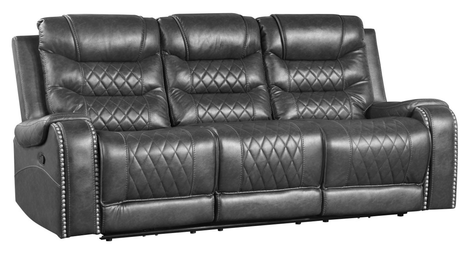 Putnam Power Double Reclining Sofa with Drop-Down in Gray 9405GY-3PW - Furniture 4 Less Outlet (Salinas,CA)