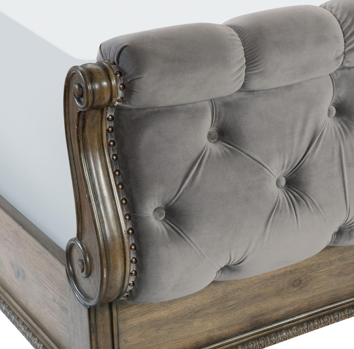 Rachelle Queen Sleigh Bed in Weathered Pecan 1693-1 - Furniture 4 Less Outlet (Salinas,CA)