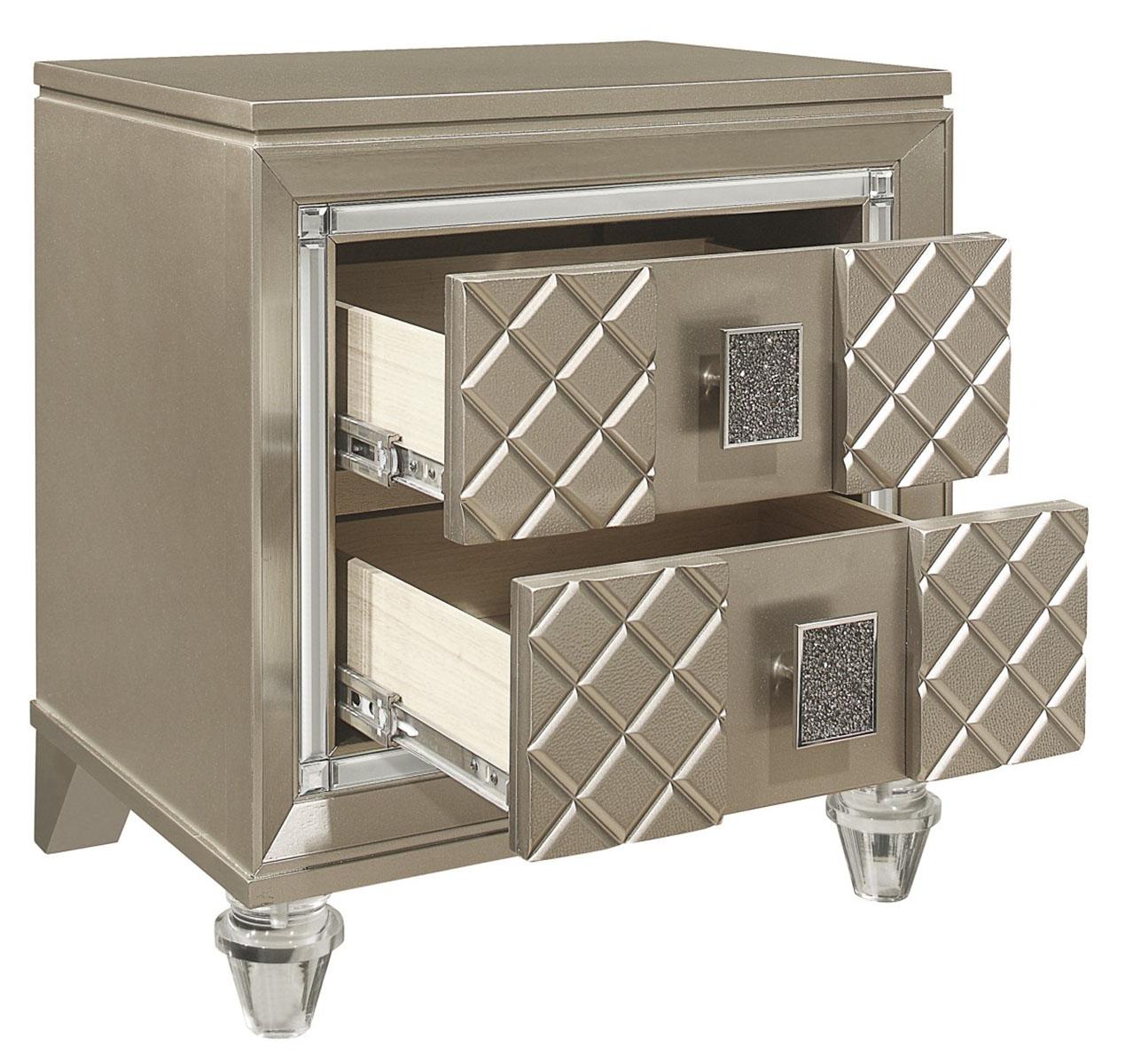Youth Loudon 2 Drawer Nightstand in Champagne Metallic B1515-4 - Furniture 4 Less Outlet (Salinas,CA)