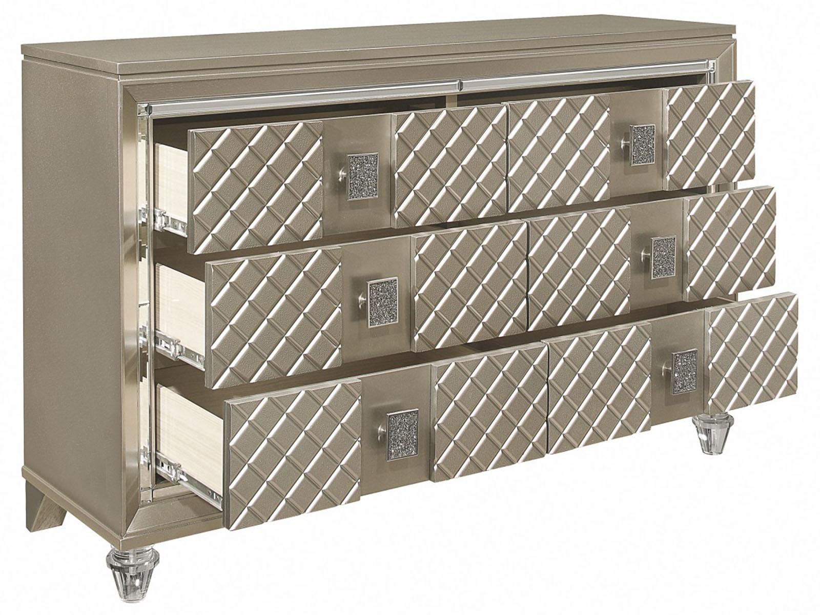 Youth Loudon 6 Drawer Dresser in Champagne Metallic B1515-5 - Furniture 4 Less Outlet (Salinas,CA)