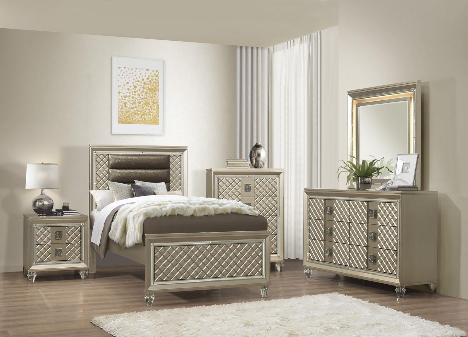Youth Loudon 4 Drawer Chest in Champagne Metallic B1515-9 - Furniture 4 Less Outlet (Salinas,CA)