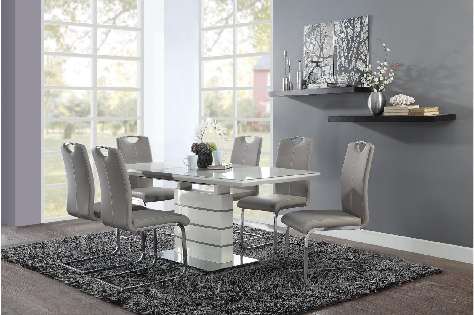 Glissand Dining Table in White & Gray 5599-71 - Furniture 4 Less Outlet (Salinas,CA)