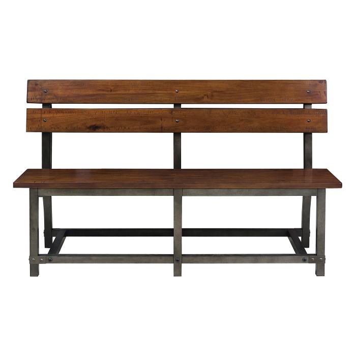 Holverson Bench w/ Back in Rustic Brown 1715-BH - Furniture 4 Less Outlet (Salinas,CA)