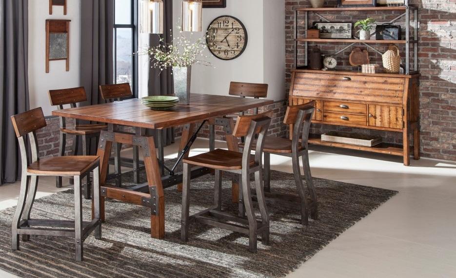 Holverson Counter Height Table in Rustic Brown 1715-36 - Furniture 4 Less Outlet (Salinas,CA)