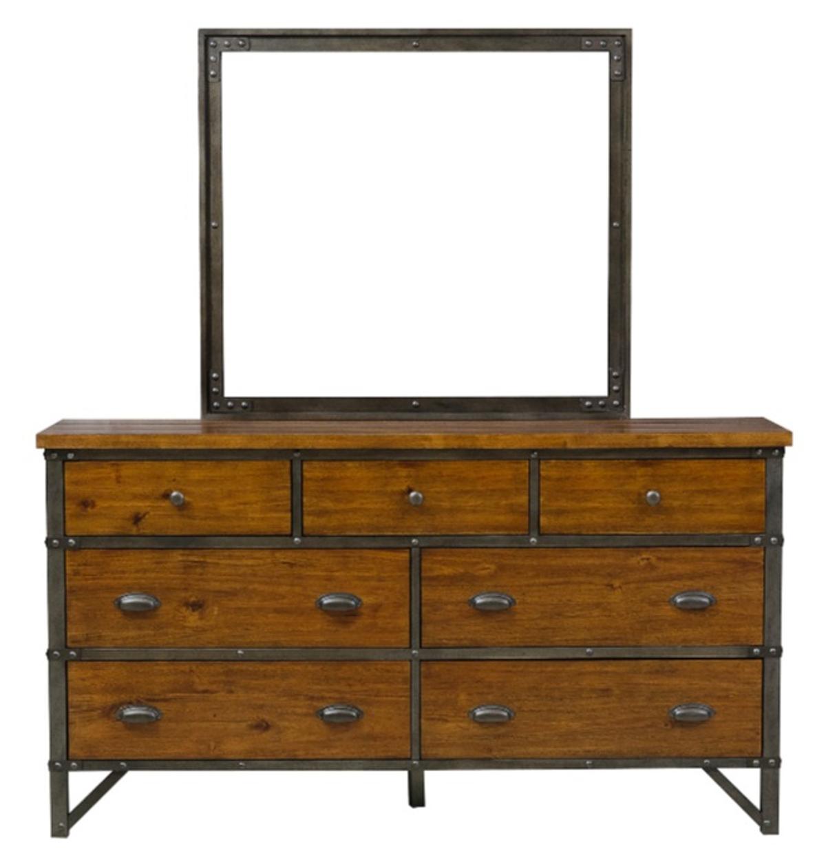 Holverson Mirror in Rustic Brown & Gunmetal 1715-6 - Furniture 4 Less Outlet (Salinas,CA)