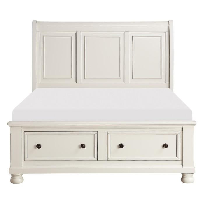 Laurelin Queen Sleigh Platform Storage Bed in White 1714W-1 - Furniture 4 Less Outlet (Salinas,CA)