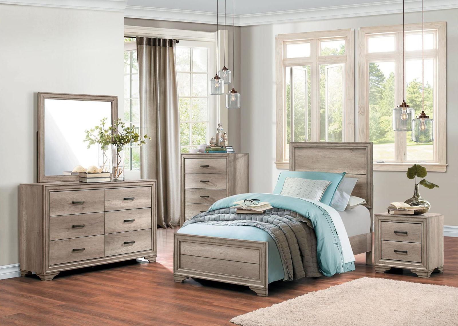 Lonan Twin Panel Bed in Natural 1955T-1 - Furniture 4 Less Outlet (Salinas,CA)