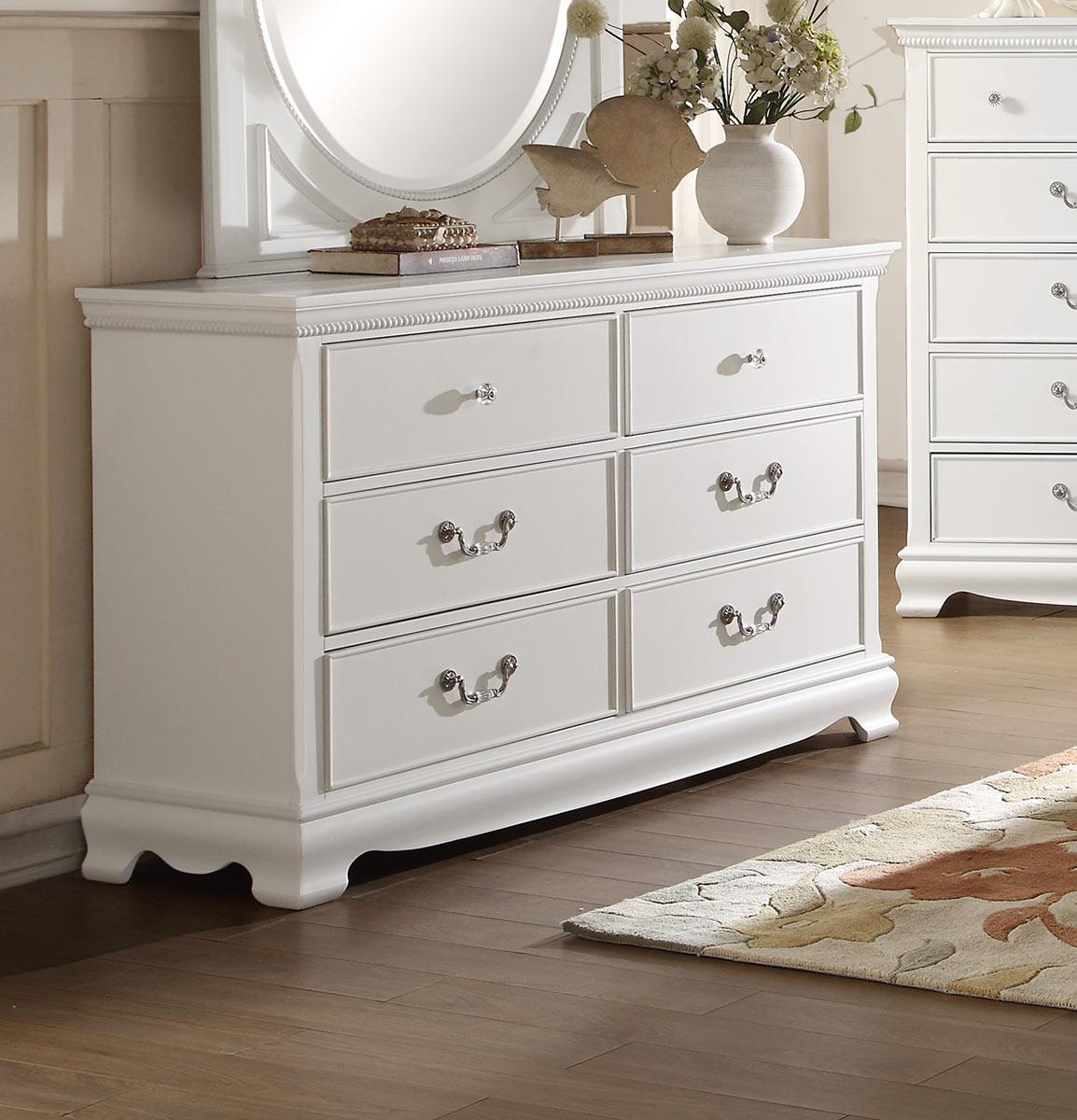 Lucida 6 Drawer Dresser in White 2039W-5 - Furniture 4 Less Outlet (Salinas,CA)